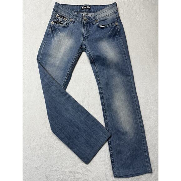 Dolce & Gabbana VTG Embroidered/Studded/Rhinestone Women’s Jeans Sz27 Luxe - Picture 1 of 13